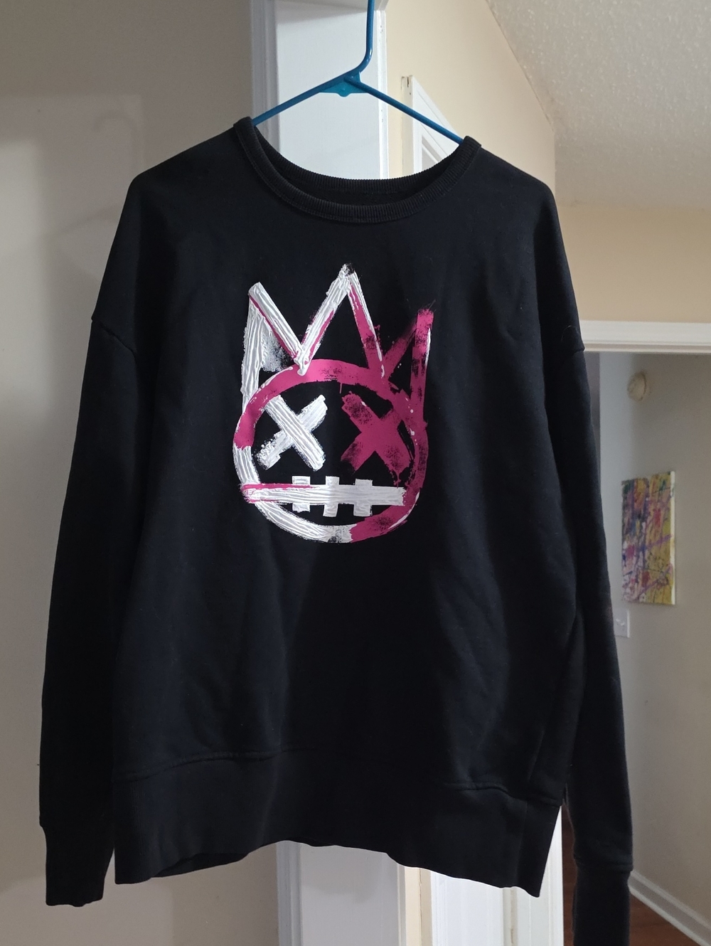 Cult Of Individuality - Black Sweatshirt with Pink & White Graphic